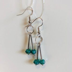 TEAL CRYSTAL PENDANT EARRINGS